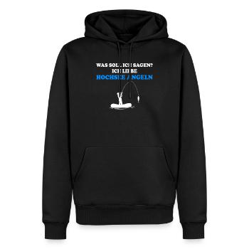 Hochsee Angeln Dorsch - Männer Premium Bio Hoodie - Schwarz - Vorne - Nico (187cm)