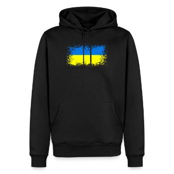 Drapeau ukrainien Idée cadeau ukrainienne - Sweat à capuche Premium bio Homme - noir - Devant - Nico (187cm)
