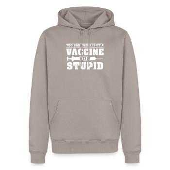 Pas de vaccin imbécile - Sweat à capuche Premium bio Homme - taupe - Devant - Nico (187cm)