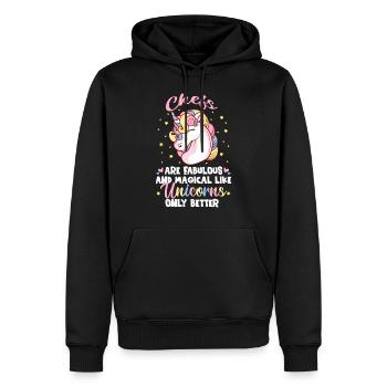 Köche sind fabelhaft und magisch wie nur Einhörner - Männer Premium Bio Hoodie - Schwarz - Vorne - Nico (187cm)