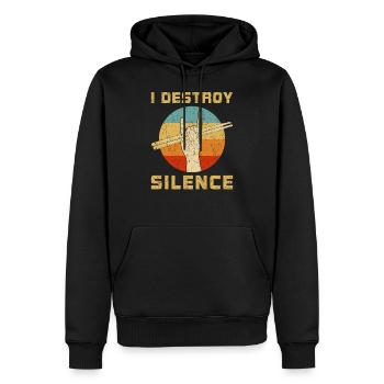 I Destroy Silence Drum Set Drummer Retro Drumming - Sweat à capuche Premium bio Homme - noir - Devant - Nico (187cm)