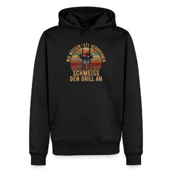 Wir müssen Fett verbrennen Grillmeister - Männer Premium Bio Hoodie - Schwarz - Vorne - Nico (187cm)