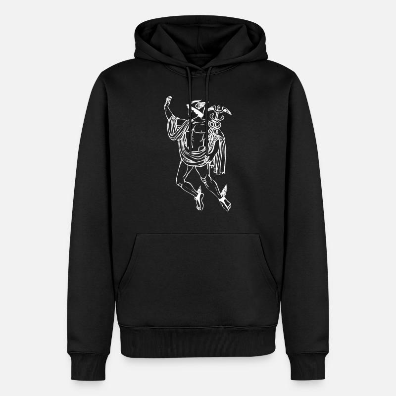 HERMES - Männer Premium Bio Hoodie - Schwarz
