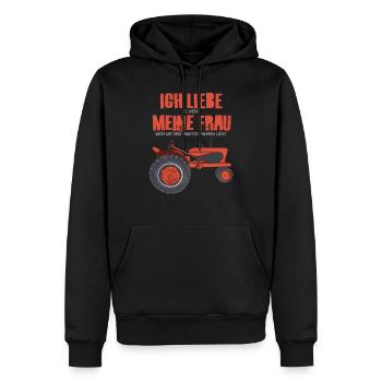 Lustiges Oldtimer Traktor Fan Geschenk Ich liebe - Männer Premium Bio Hoodie - Schwarz - Vorne - Nico (187cm)