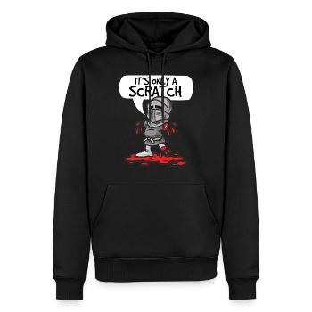 ITS ONLY A SCRATCH Ritter mit Fleischwunde Humor - Männer Premium Bio Hoodie - Schwarz - Vorne - Nico (187cm)