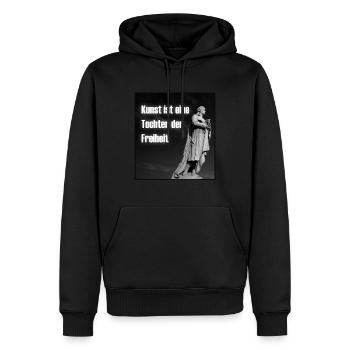 Schiller Zitat | Kunst Tochter Freiheit | Dichter - Männer Premium Bio Hoodie - Schwarz - Vorne - Nico (187cm)