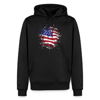 USA Fahne Amerika Flagge - Männer Premium Bio Hoodie - Schwarz - Vorne - Nico (187cm)