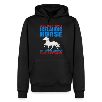 Cheval islandais - Sweat à capuche Premium bio Homme - noir - Devant - Nico (187cm)
