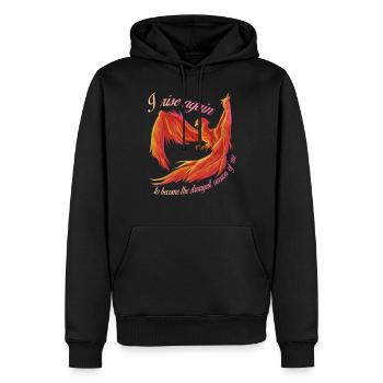 Phoenix des cendres, oiseau, créature mythique, renouvellement - Sweat à capuche Premium bio Homme - noir - Devant - Nico (187cm)