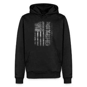 Photographie - Sweat à capuche Premium bio Homme - noir - Devant - Nico (187cm)