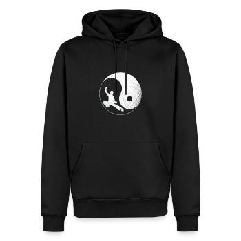 Balance de Tai Chi - Sweat à capuche Premium bio Homme - noir - Devant - Nico (187cm)