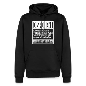 Cadeau d'emploi de travail de répartiteur - Sweat à capuche Premium bio Homme - noir - Devant - Nico (187cm)