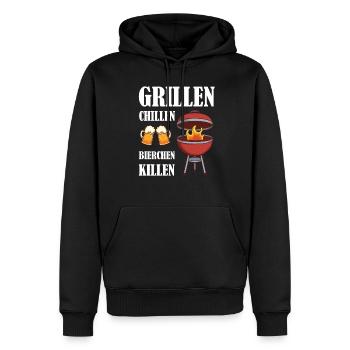 grillen fleisch bbq gartenparty grillfest geschenk - Männer Premium Bio Hoodie - Schwarz - Vorne - Nico (187cm)