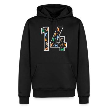 14e anniversaire chien cadeau de quatorze ans - Sweat à capuche Premium bio Homme - noir - Devant - Nico (187cm)