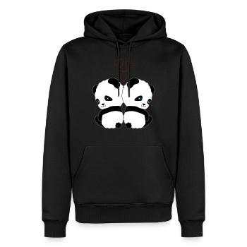 Panda panda ours amour coeurs femmes hommes enfants - Sweat à capuche Premium bio Homme - noir - Devant - Nico (187cm)