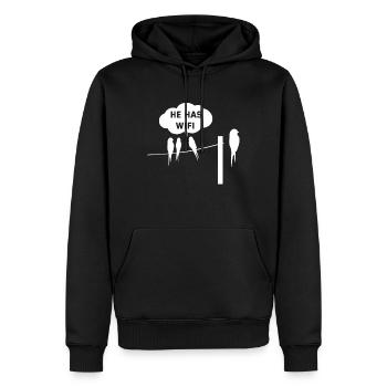 Vogel Wifi Wlan Lustig - Männer Premium Bio Hoodie - Schwarz - Vorne - Nico (187cm)