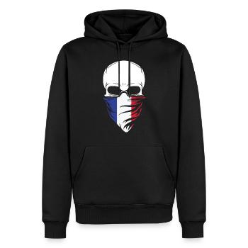 Dia De Los Muertos - France Skull - Männer Premium Bio Hoodie - Schwarz - Vorne - Nico (187cm)