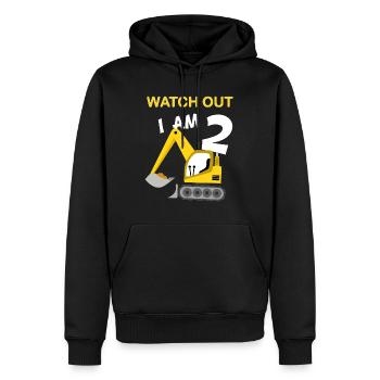 Garçon 2e anniversaire Digger Chantier de construction - Sweat à capuche Premium bio Homme - noir - Devant - Nico (187cm)