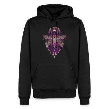 Libellule magique Mandala avec fleur de vie - Sweat à capuche Premium bio Homme - noir - Devant - Nico (187cm)