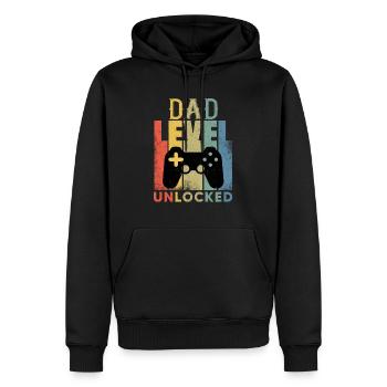 Mens Pregnancy Announcement Dad Level Unlocked - Männer Premium Bio Hoodie - Schwarz - Vorne - Nico (187cm)