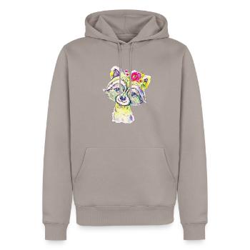 racoon - Men’s Premium Organic Hoodie - taupe - Front - Nico (187cm)