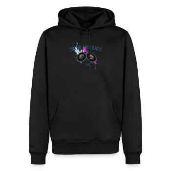 Batterie et basse - Sweat à capuche Premium bio Homme - noir - Devant - Nico (187cm)