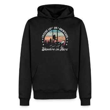 Wandern im Harz - Männer Premium Bio Hoodie - Schwarz - Vorne - Nico (187cm)