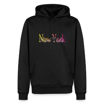 New York - Männer Premium Bio Hoodie - Schwarz - Vorne - Nico (187cm)