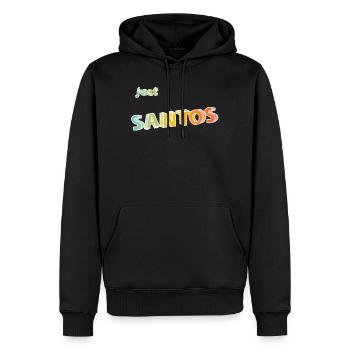 Le nom de Santo - Sweat à capuche Premium bio Homme - noir - Devant - Nico (187cm)