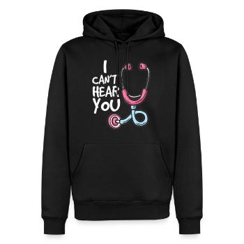 I CANT HEAR YOU Médecin de famille Médecin Humour Stéthoscope - Sweat à capuche Premium bio Homme - noir - Devant - Nico (187cm)