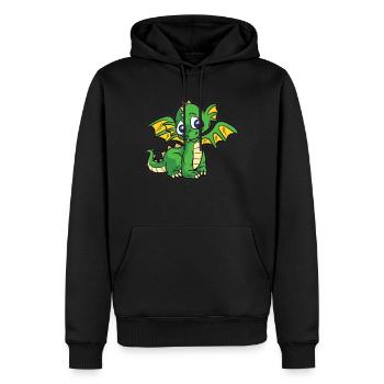 Süßer grüner Baby Drache Kinder Cartoon Humor - Männer Premium Bio Hoodie - Schwarz - Vorne - Nico (187cm)