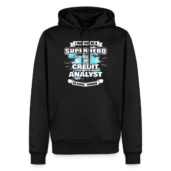Analyste de crédit Gift Superhero Analyste de crédit - Sweat à capuche Premium bio Homme - noir - Devant - Nico (187cm)