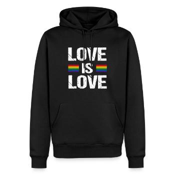Liebe ist Liebe - Männer Premium Bio Hoodie - Schwarz - Vorne - Nico (187cm)