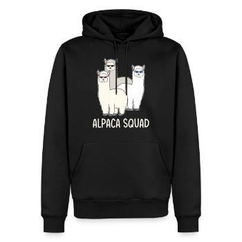 Alpaka Team mit bunten Brillen - Männer Premium Bio Hoodie - Schwarz - Vorne - Nico (187cm)