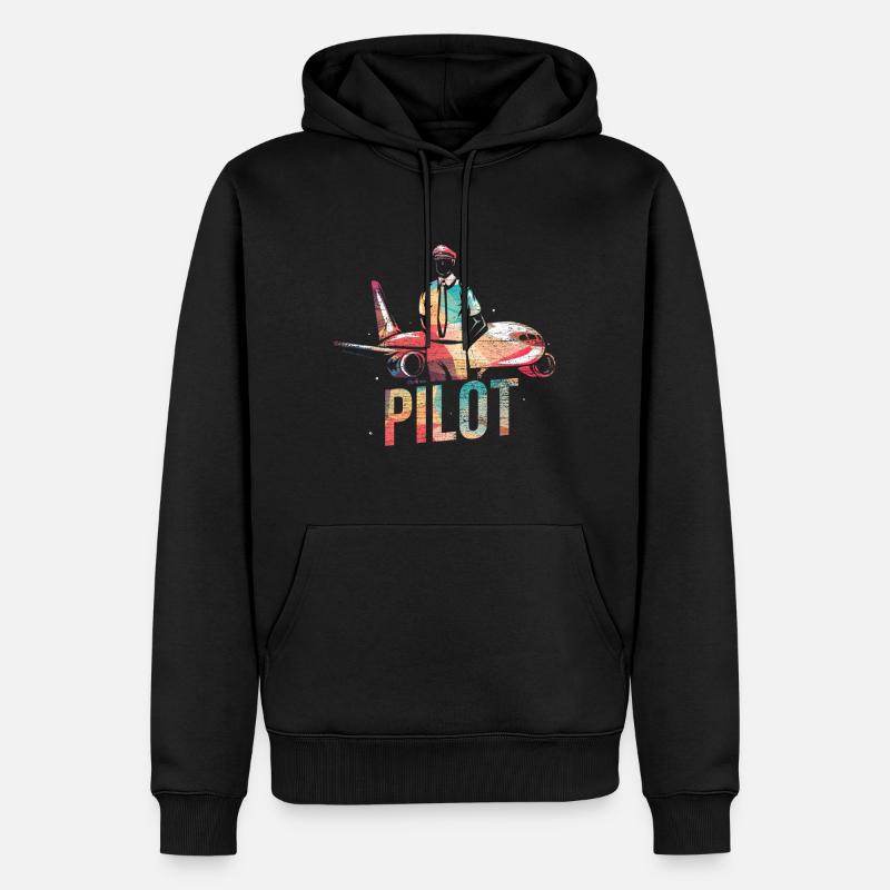 Flugzeug Pilot - Männer Premium Bio Hoodie - Schwarz