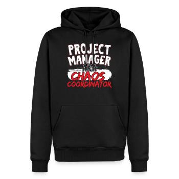 Project Management AKA Chaos Coordinator - Men’s Premium Organic Hoodie - black - Front - Nico (187cm)
