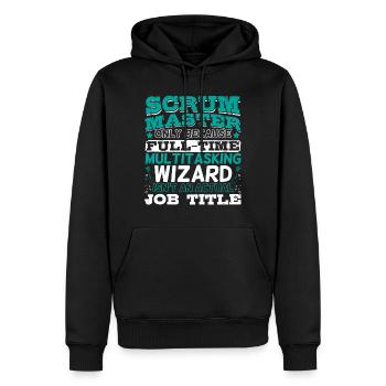 Scrum Master & Full Time Wizard - Men’s Premium Organic Hoodie - black - Front - Nico (187cm)