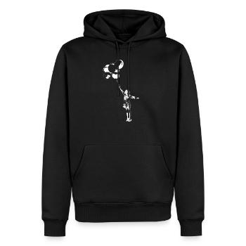 Ballon Girl Streetart dunkle Farben - Männer Premium Bio Hoodie - Schwarz - Vorne - Nico (187cm)