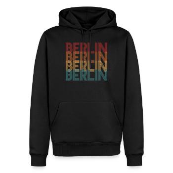 Berlin - Männer Premium Bio Hoodie - Schwarz - Vorne - Nico (187cm)