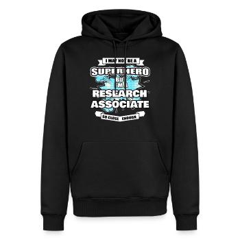 Research Associate Gift Superhero Research Associa - Men’s Premium Organic Hoodie - black - Front - Nico (187cm)