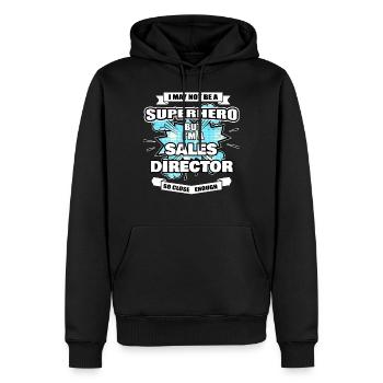 Directeur des ventes Gift Superhero Sales Director - Sweat à capuche Premium bio Homme - noir - Devant - Nico (187cm)