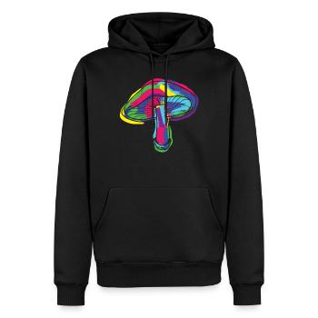Goa Magic Mushroom Trance psychédélique - Sweat à capuche Premium bio Homme - noir - Devant - Nico (187cm)