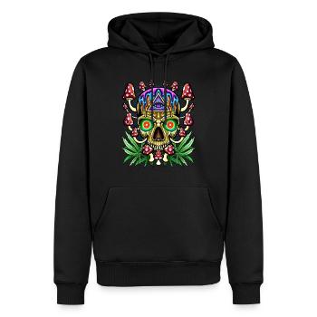 Magic Mushrooms Crâne - Psychédélique - Sweat à capuche Premium bio Homme - noir - Devant - Nico (187cm)