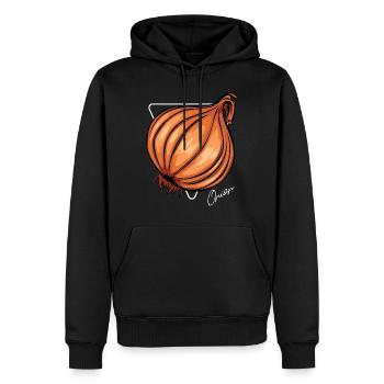 Oignons tendance Légumes frais - Sweat à capuche Premium bio Homme - noir - Devant - Nico (187cm)