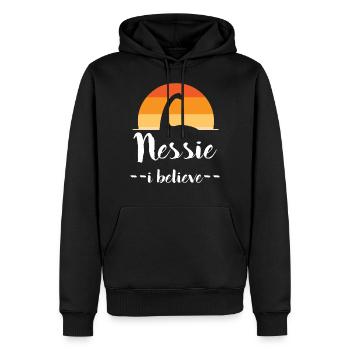 Loch Ness Monster - Nessie - Vintage - Männer Premium Bio Hoodie - Schwarz - Vorne - Nico (187cm)