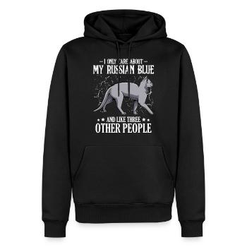 I Only Care About My Russian Blue - Katzen Spruch - Männer Premium Bio Hoodie - Schwarz - Vorne - Nico (187cm)