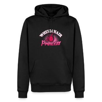 Cadeau handicap handicap humour en fauteuil roulant - Sweat à capuche Premium bio Homme - noir - Devant - Nico (187cm)