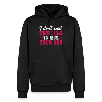 Cadeau handicap handicap humour en fauteuil roulant - Sweat à capuche Premium bio Homme - noir - Devant - Nico (187cm)