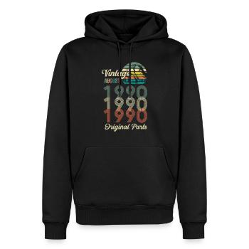 30. Geburtstag Vintage Original Parts August 1990 - Männer Premium Bio Hoodie - Schwarz - Vorne - Nico (187cm)