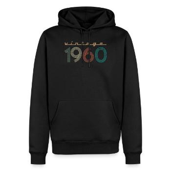 60e anniversaire femme 60 vintage août 1960 - Sweat à capuche Premium bio Homme - noir - Devant - Nico (187cm)